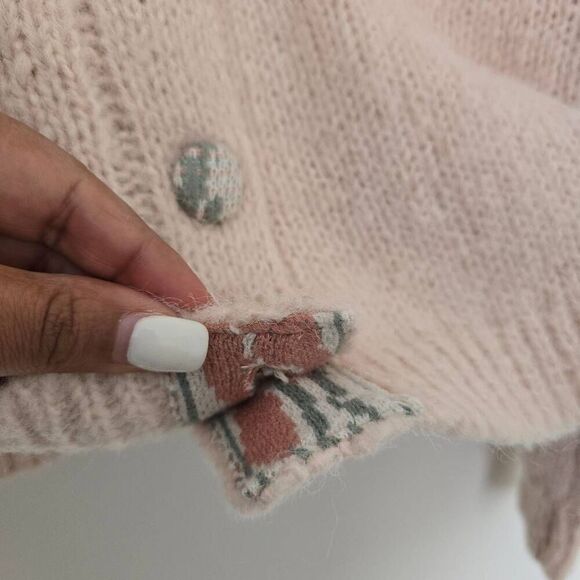 Easel Cropped Sweater Women's‎ Small Long Sleeve Crew Button Front Cardigan - Picture 6 of 8